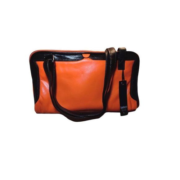 Latico Genuine Leather Color Block Tate Cross Body Shoulder Bag Salmon Espresso - Picture 6 of 7